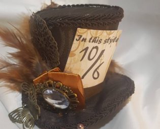 Mad hatter mini top hat brown, Alice in wonderland, tea party, steampunk by OddLocks steampunk buy now online