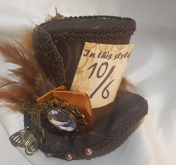 Mad hatter mini top hat brown, Alice in wonderland, tea party, steampunk by OddLocks steampunk buy now online