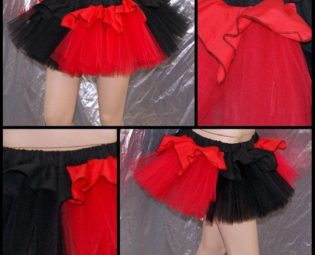 Red Black Harley Quinn Ruffle Striped Tulle Sewn TuTu Cosplay Comic book Skirt adult all Sizes MTCoffinz by MTcoffinzUnderground steampunk buy now online