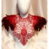 Red Firebird Lace And Feather Collar Necklace Neckpiece Victorian Steampunk tattoo by DelltonCouture steampunk buy now online