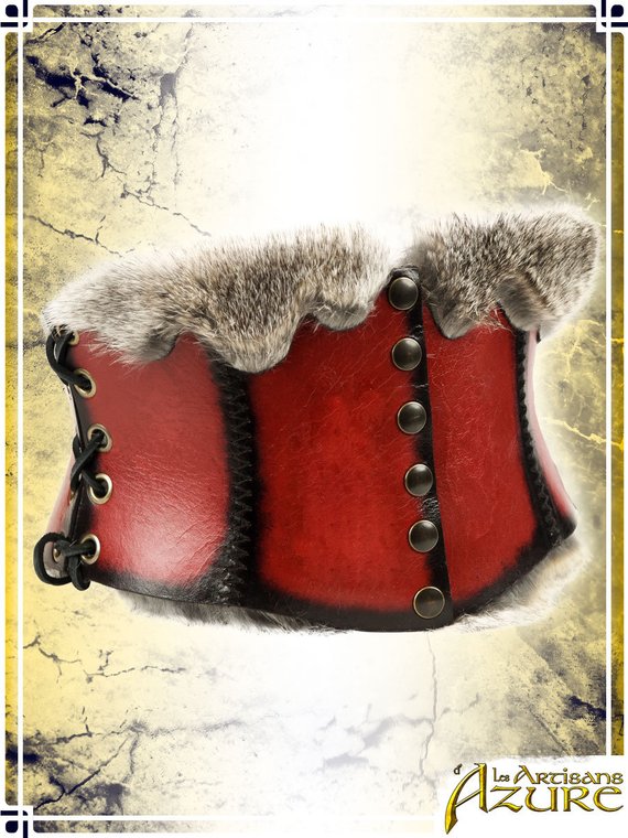 Short Viking Corset with Fur – Red by ArtisansdAzureCustom steampunk buy now online