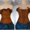 Steampunk corset, custom made lace front corset in gold and copper damask fabric by thesecretboutique steampunk buy now online