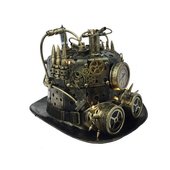 Steampunk Hat With Lights and Goggles by tabijewelry steampunk buy now online