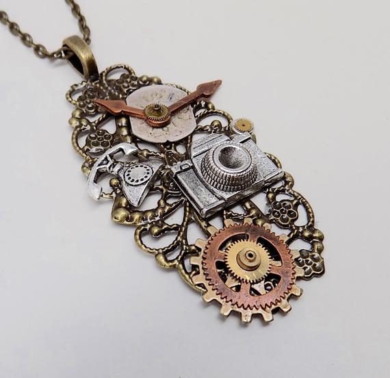 Steampunk necklace. Steampunk watch pendant. by slotzkin steampunk buy now online
