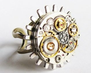 Steampunk Silver Gear & Watch Movement Ring, Vintage Watch Movement Ring, Steampunk Ring, Steampunk Statement Ring, Steampunk Jewellery RG6 by RavensSecretStash steampunk buy now online