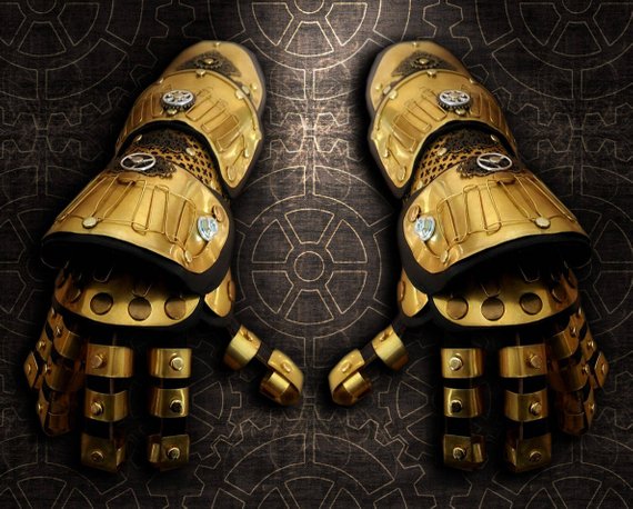 Steampunk two armor gauntlet glove hand armbands by ProgettoSteam steampunk buy now online