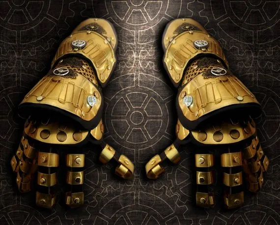 Steampunk two armor gauntlet glove hand armbands by ProgettoSteam steampunk buy now online