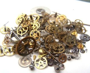 Steampunk Watch Pieces and Parts - 150 plus pieces of VINTAGE gears, cogs, wheels, hands, crowns, stems, etc. by AllGearedUp steampunk buy now online