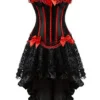 Women's Basque Gothic Boned Lace Bustier Corset with Steampunk Multi Layered Chiffon Skirt Plus Size steampunk buy now online