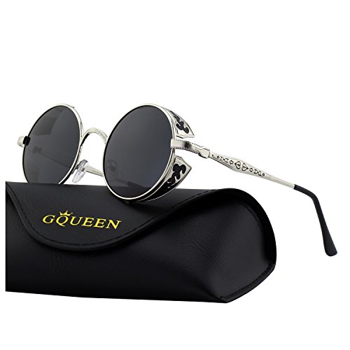 GQUEEN Retro Round Steampunk Polarized Sunglasses MTS1 steampunk buy now online