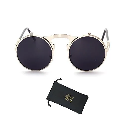 Gothic Polarized Round Retro Sunglasses Steampunk Sunglasses Flip Up Sunglasses (A/Silver Frame/Grey Lens, Non-Polarized) steampunk buy now online Gothic Polarized Round Retro Sunglasses Steampunk Sunglasses Flip Up Sunglasses (A/Silver Frame/Grey Lens, Non-Polarized) steampunk buy now online