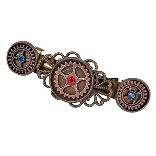 MagiDeal Vintage Crystal Rhinestone Steampunk Gears Hair Clip Barrette Hair Accessory steampunk buy now online