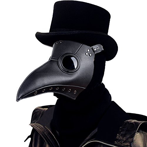 Raxwalker Plague Doctor Mask Halloween Props Costume Steampunk Gothic Cosplay Retro Leather Bird Mask (black) steampunk buy now online