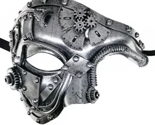 CCUFO Silver Mechanical Steam Punk Phantom Of The Opera Vintage Men Venetian Mask For Masquerade/Party/Ball Prom/Mardi Gras/Wedding/Wall Decoration steampunk buy now online
