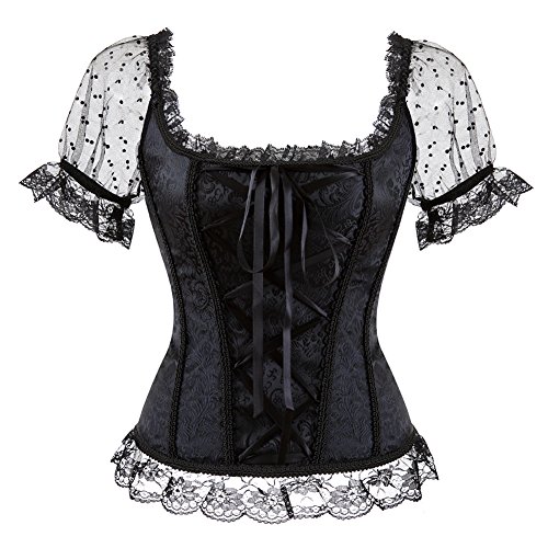 Zooma Retro Steampunk Gothic Bustier Corset Top Vintage Brocade Lace Up Waist Cincher steampunk buy now online