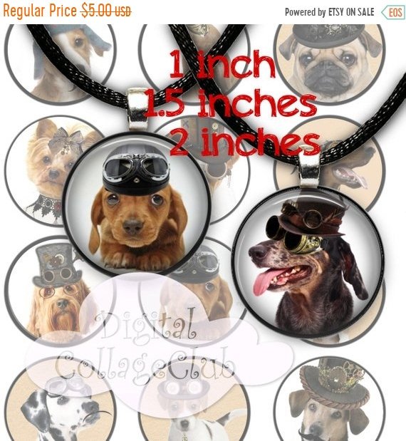80% OFF Thanksgiving SaLe Steampunk Dogs Digital Collage Sheet 1 inch, 1.5 and 2 inches Circle Round Images for Bottle Caps, Jewelry Making, by DigitalCollageClub steampunk buy now online