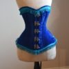 Blue velvet exclusive corset from Corsettery Western Collection, steampunk, burlesque, circus cosplay, authentic waisttraining, gift, pirate by Corsettery steampunk buy now online