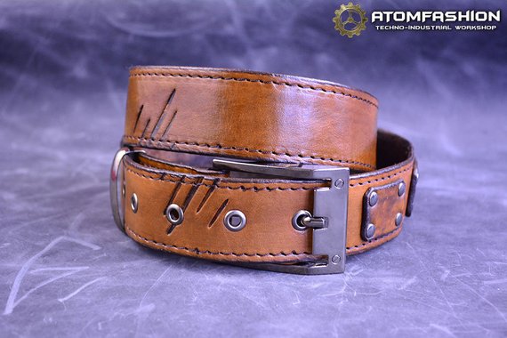 Handmade leather belt 'The Last Hero' by ATOMFASHION steampunk buy now online