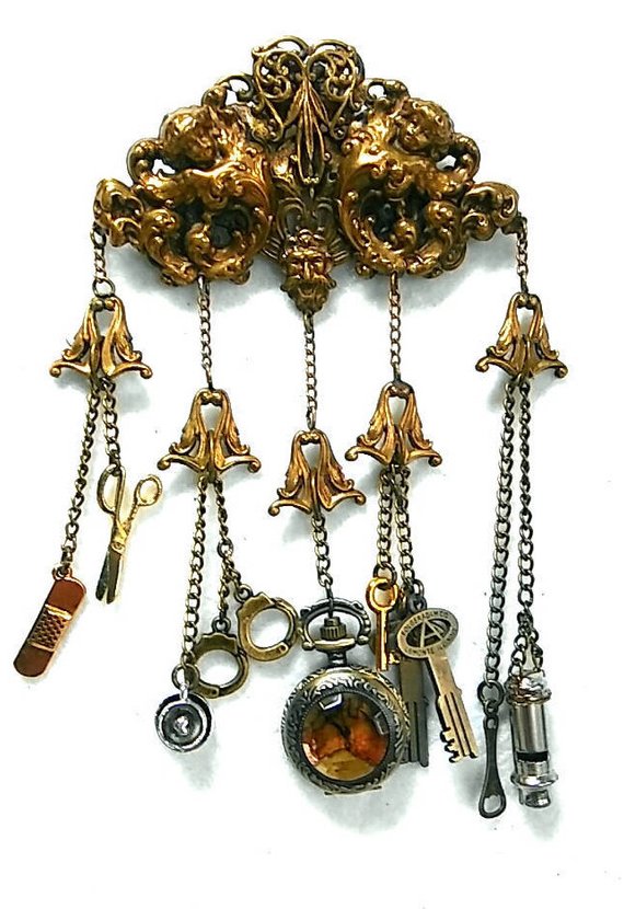 Prison Nurse Chatelaine Watch, brooch watch, correctional jail nurse watch, steampunk victorian watch by YourPrettyWatch steampunk buy now online