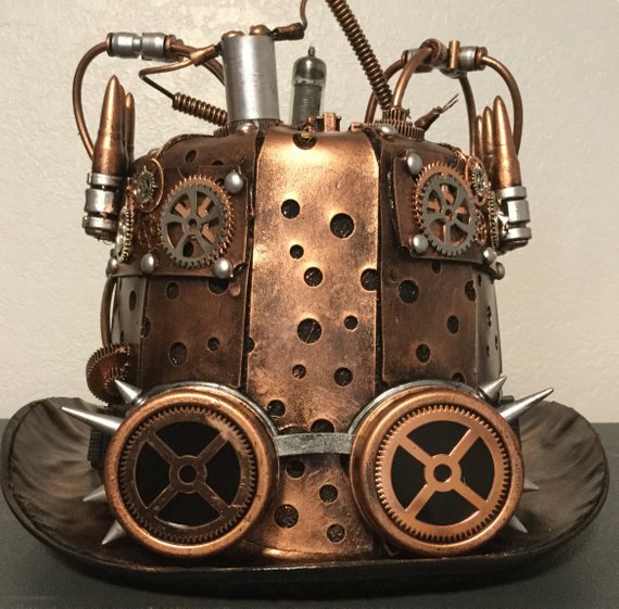 Steampunk Goggles Copper Plated Top Hat by Thehatzmeow steampunk buy now online