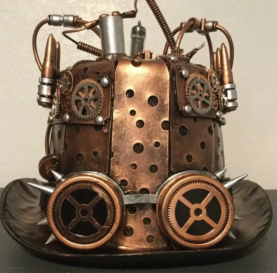 Steampunk Goggles Copper Plated Top Hat by Thehatzmeow steampunk buy now online