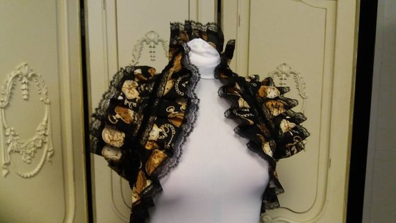 Steampunk ruffle wrap, shrug, goth, gothic, pocket watch, corset accessory by NightshadesClothing steampunk buy now online