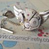 Steampunk Tie Tack Men's Tie Tack Steampunk Owl Pin Vintage Japan Citizen Watch Movement Silver Wings by CosmicFirefly steampunk buy now online