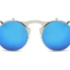 Gothic Polarized Round Retro Sunglasses Steampunk Sunglasses Flip Up Sunglasses (A/Silver Frame/Blue Lens, Non-Polarized) steampunk buy now online