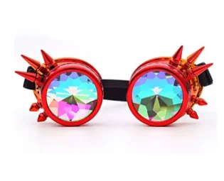 FLORATA Kaleidoscope Rainbow Steampunk Goggles Crystal Lenses Welding Eye Protect Vintage Glasses steampunk buy now online