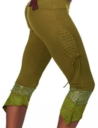 PSY Trance Leggings, Pixie Clothing, PSY Trance Clothing, Yoga Leggins, Hoop Flow Arts Clothing, Steampunk Tribal Festival Doof Goa Clothes (M-L, Green) steampunk buy now online