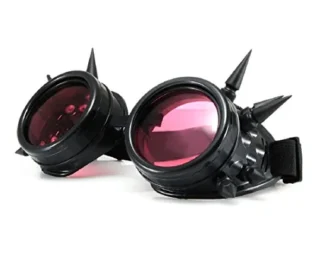 4sold (TM) Cyber Goggles Black with Cyber Spikes Steam Punk Rave Goth like Sunglasses Includes FREE set Lense Design Inserts and welding lenses black. clear and brown (black) steampunk buy now online