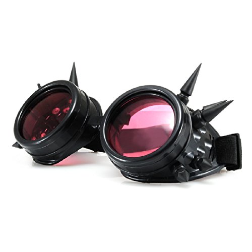 4sold (TM) Cyber Goggles Black with Cyber Spikes Steam Punk Rave Goth like Sunglasses Includes FREE set Lense Design Inserts and welding lenses black. clear and brown (black) steampunk buy now online