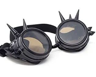 Black with Brown Lenses Spike Premium Quality Steampunk Goggles Cyber Glasses Victorian Punk Style Welding Cosplay Gothic Goth Rustic Rivet Vintage Round Rave Novelty UK steampunk buy now online