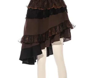 Steampunk Women's Skirts Retro Patchwork Asymmetrical Knee Length Skirts Ruffled Lace Layered Skirts steampunk buy now online