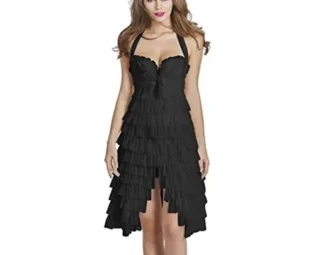 FeelinGirl Women's Overbust Corsets Dress Sexy Lace Bustier Basques Skirt (L, Atrous) steampunk buy now online