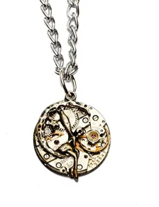 Thelongwayround Jewellery Fairy Steampunk Watch Movement Pendant Necklace on Silver Plated Chain. Hand Made in Cornwall, UK. steampunk buy now online