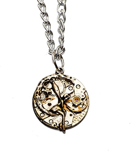 Thelongwayround Jewellery Fairy Steampunk Watch Movement Pendant Necklace on Silver Plated Chain. Hand Made in Cornwall, UK. steampunk buy now online