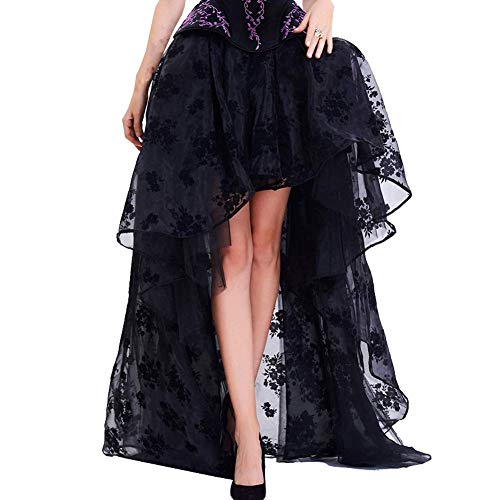 Zooma Women Vintage Steam Punk Skirt Slip Underskirt Midi Maxi Long Lace Victorian Gothic Skirt,Steampunk Skirt (M/UK 8-9, 9523 BlackStyle) steampunk buy now online