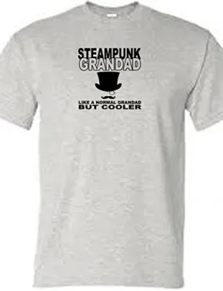 veedub clothing Steampunk Grandad t Shirt (Grey, 2XL) steampunk buy now online