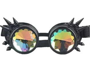 FLORATA Kaleidoscope Rainbow Steampunk Goggles Crystal Lenses Welding Eye Protect Vintage Glasses steampunk buy now online