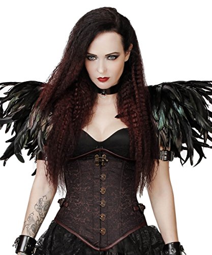 Spiral Boned Brocade Steampunk Corset with Skull Busk Opening-32 steampunk buy now online