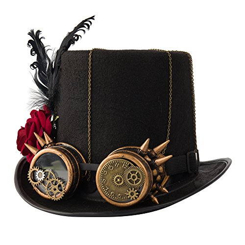 dream cosplay Victorian Steampunk Top Hat with Rose (Men) steampunk buy now online