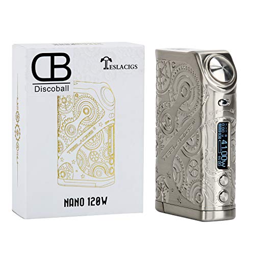 Discoball Teslacigs Steam Punk E Cigarette Box Mod Vape Nano 120W Vapour E-Cigarette Silver Nicotine Free steampunk buy now online