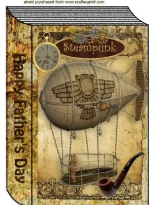 STEAMPUNK AIRSHIP WITH PIPE & CLOCK FATHERS DAY BOOK A4 by Nick Bowley steampunk buy now online