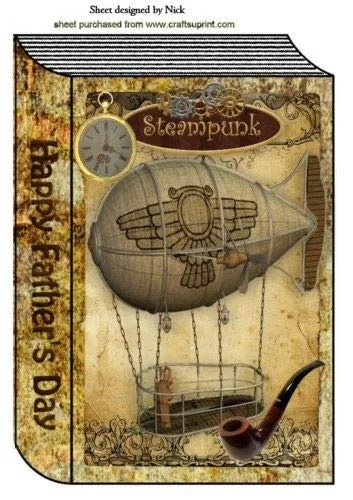 STEAMPUNK AIRSHIP WITH PIPE & CLOCK FATHERS DAY BOOK A4 by Nick Bowley steampunk buy now online