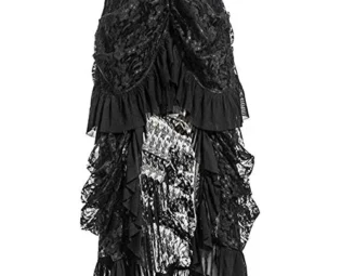 COSWE Women's Black Lace Punkrock Irregular Dress Steampunk Skirt Cosplay Costume (M:70-76cm/27.56"-29.92") steampunk buy now online
