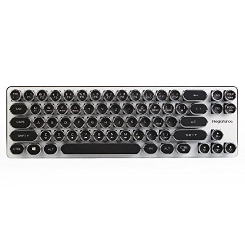 Mechanical Gaming Wired Keyboard with Kailh Blue Switches White Backlight Silver Plate and Black Steampunk Retro Vintage Typewriter Style keycaps 68 Keys Mini Keyboard steampunk buy now online