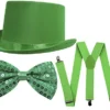 UNISEX FANCY DRESS DANCE SHOW ACCESSORIES - GREEN SATIN TOP HAT, GREEN SEQUIN BOW TIE AND GREEN BRACERS -PERFECT FOR ST PATRICK'S DAY COSTUMES, STEAM PUNK COSTUMES OR DANCE SHOWS steampunk buy now online UNISEX FANCY DRESS DANCE SHOW ACCESSORIES - GREEN SATIN TOP HAT, GREEN SEQUIN BOW TIE AND GREEN BRACERS -PERFECT FOR ST PATRICK'S DAY COSTUMES, STEAM PUNK COSTUMES OR DANCE SHOWS steampunk buy now online