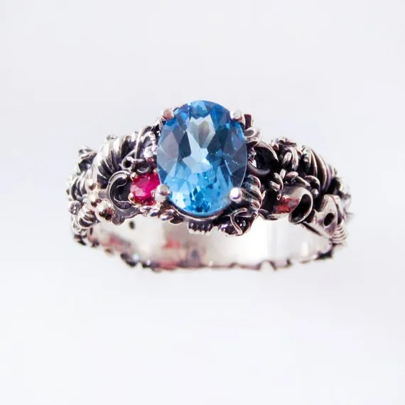 Blue Topaz Steampunk Engagement Ring by FernandoJewelry steampunk buy now online Blue Topaz Steampunk Engagement Ring by FernandoJewelry steampunk buy now online