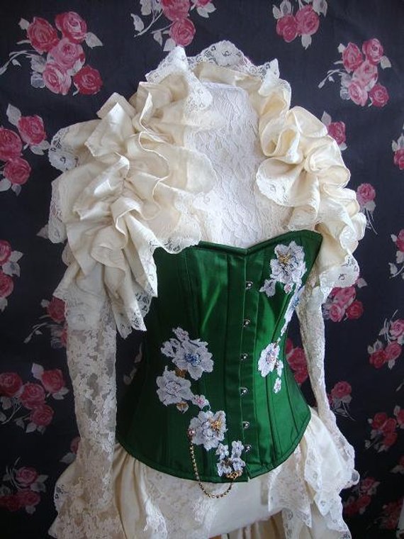 Bridal ANTIQUED SILK Ruffle Opera Shrug Bridal Steampunk Wedding Lolita By Ophelias Folly by OpheliasFolly steampunk buy now online